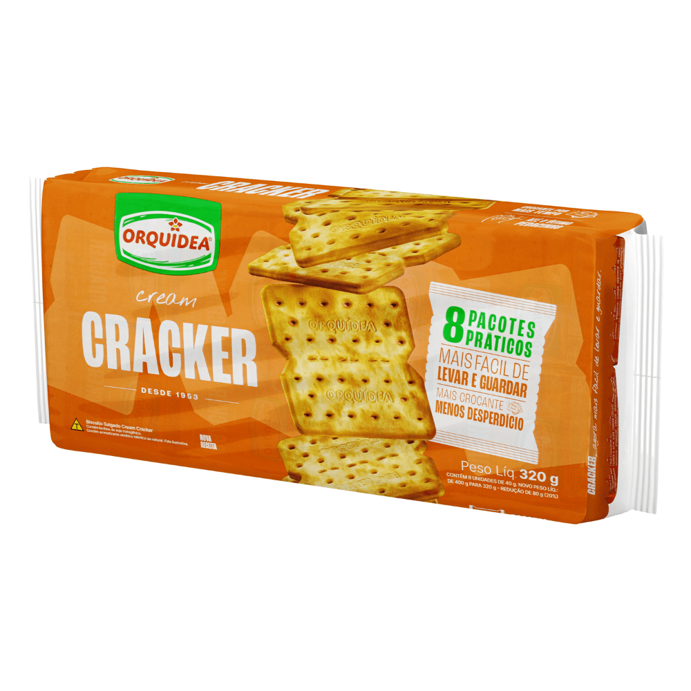 Biscoito Cream Cracker Orquídea Pacote 320g 8 Unidades
